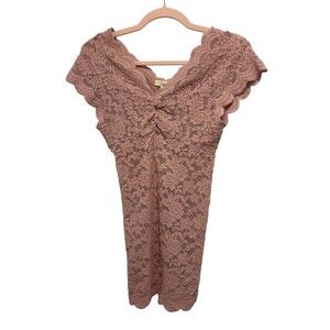 Easel Dusty Rose Pink Sheer Lace Embroidered Floral Mini Dress, Top, Cover Up